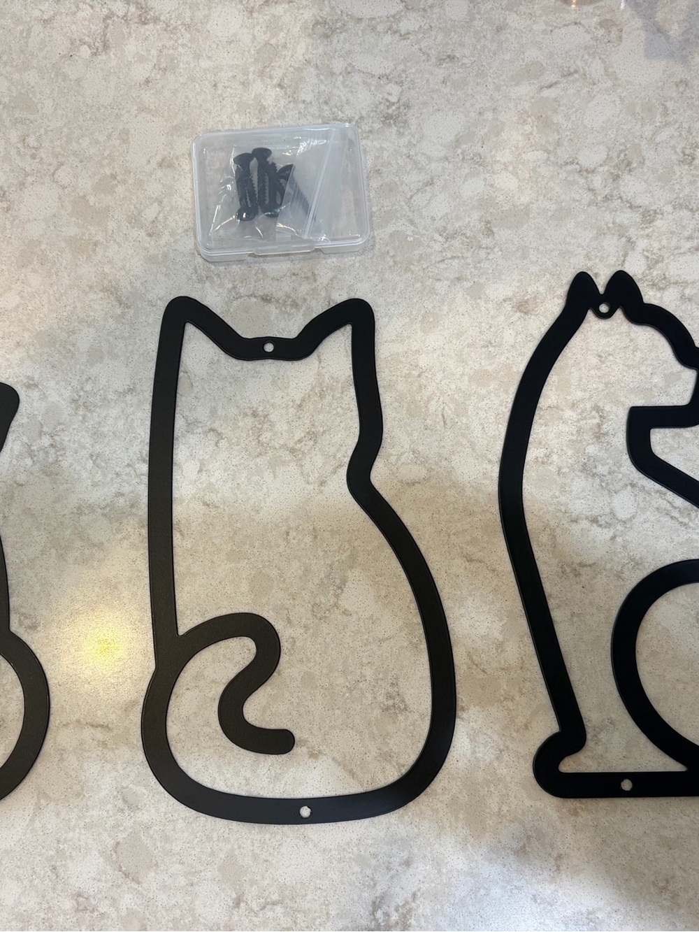 Black Cat Silhouette Wall Hook Set - Decorative Metal Accent